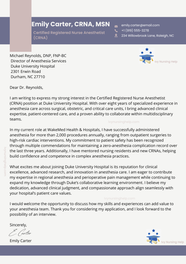 Nursing Cover Letter Examples